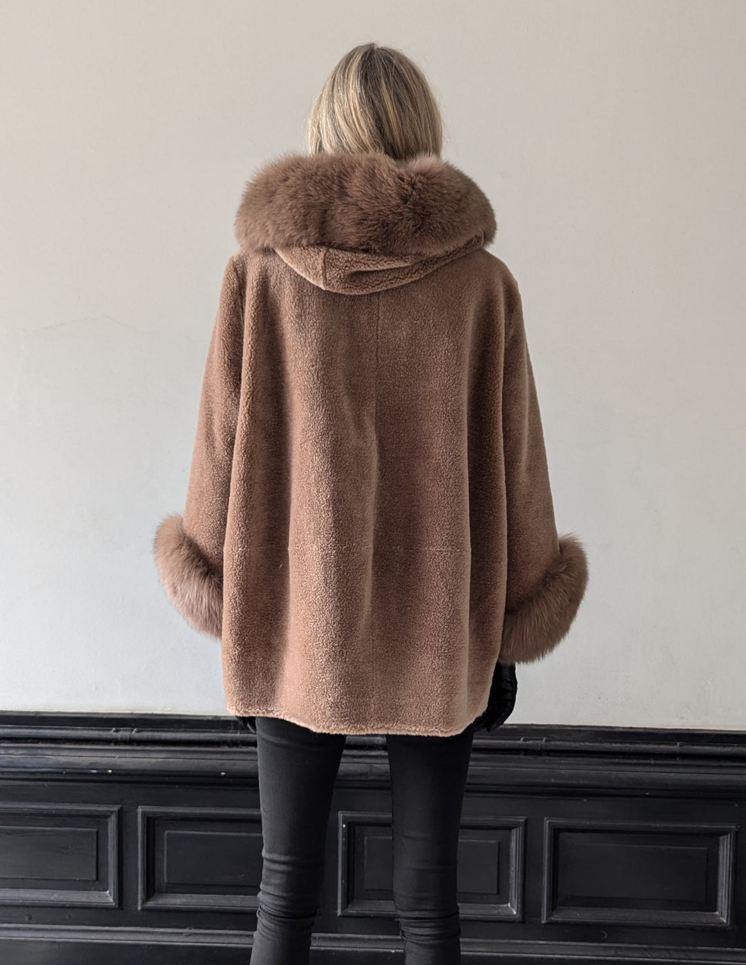 Franciane, 78 cm. - Kapuze - Air 100 % Wolljacke - Damen - Kastanienbraun