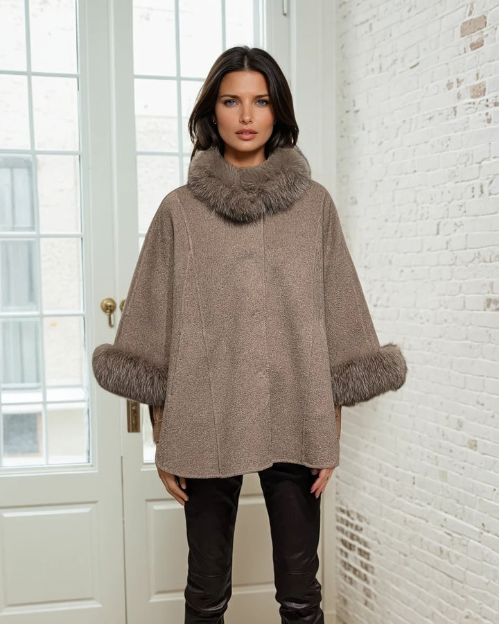 Damini Poncho, 75 cm. - 100% Wool - Women - Cocoa