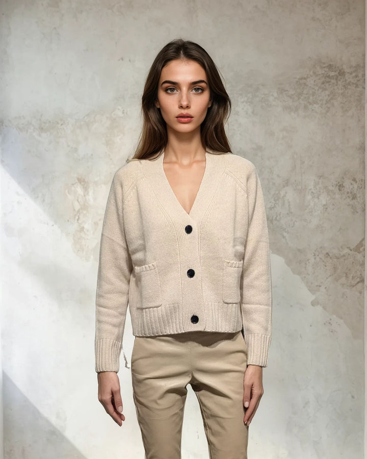 P-4062 Cardigan - 100% Pure Cashmere - Dam - Ljusbeige