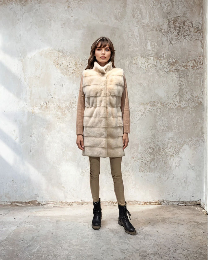 Denise väst, 90 cm. - Halsband - Mink - Kvinnor - Elfenben