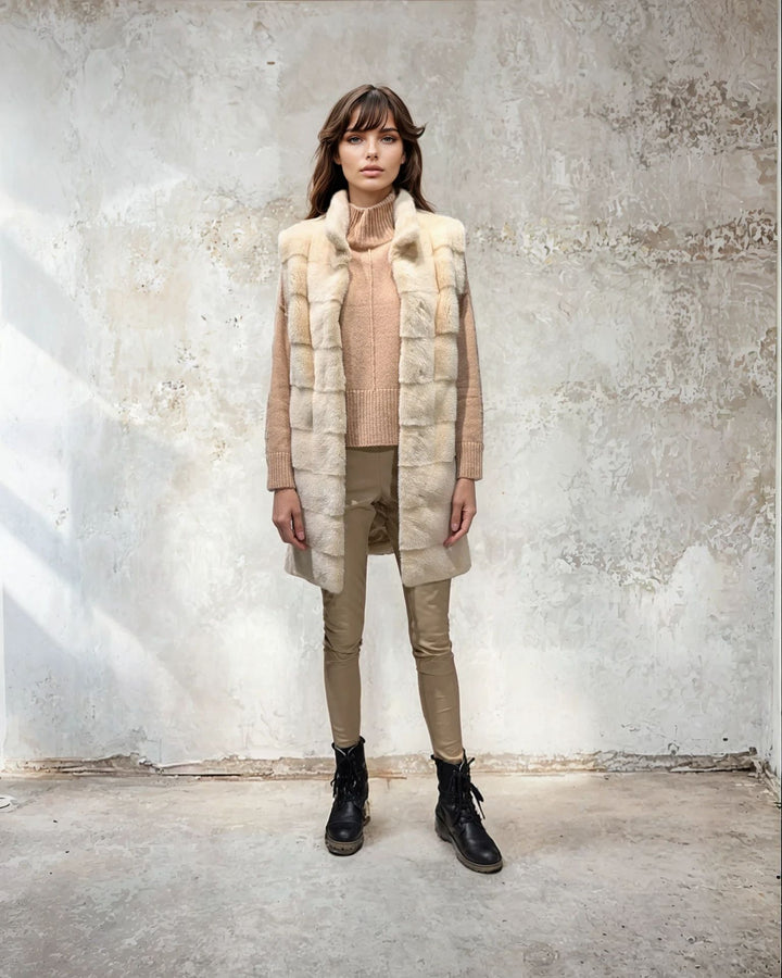 Denise väst, 90 cm. - Halsband - Mink - Kvinnor - Elfenben