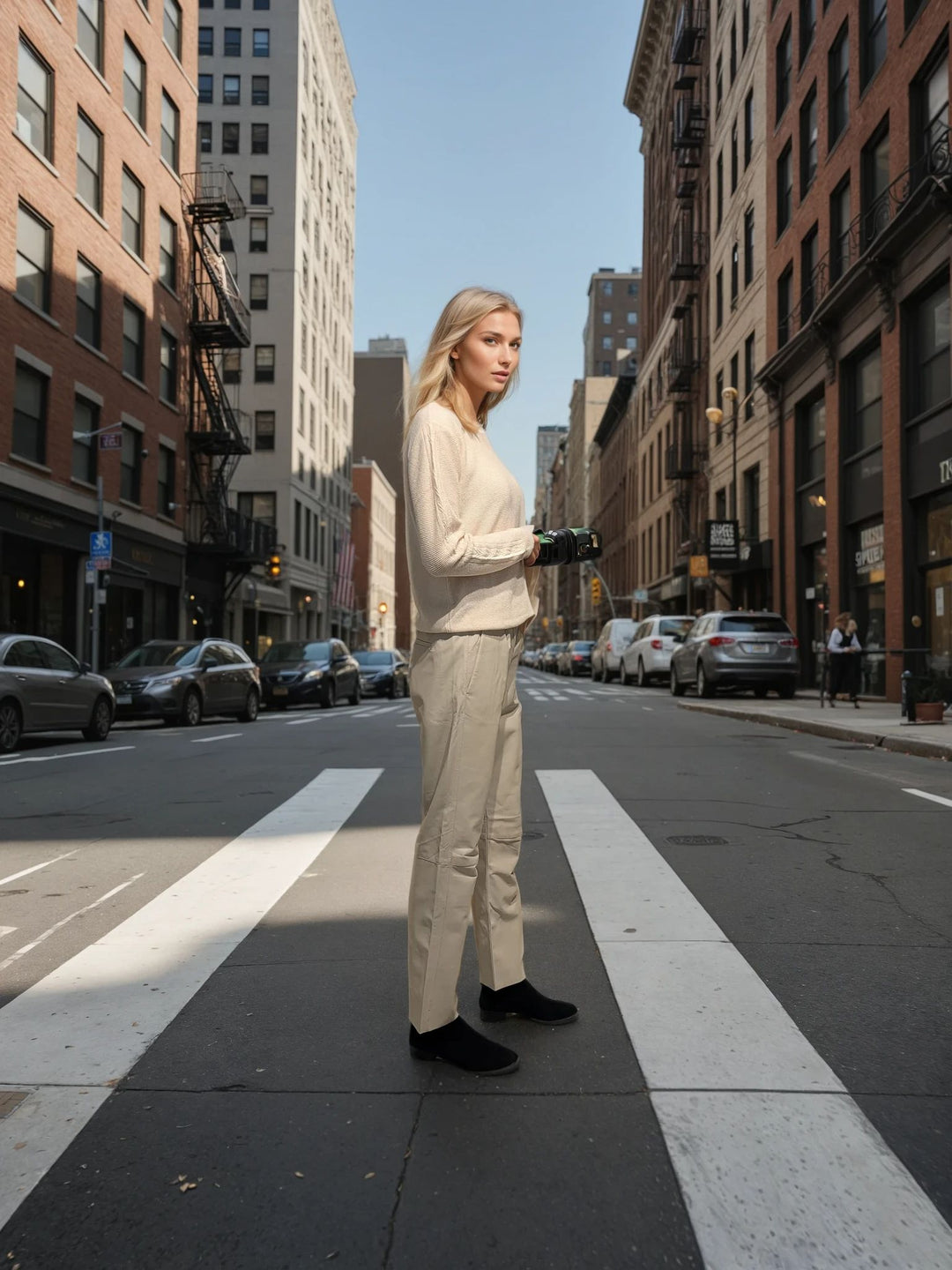 Jeanette Byxor - Lamm Nappa Läder - Dam - Beige