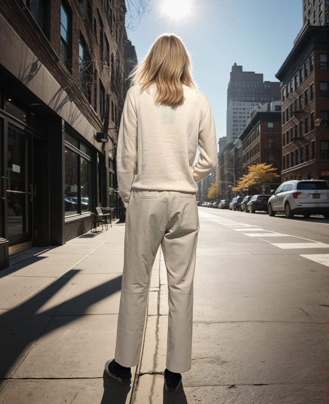 Jeanette Byxor - Lamm Nappa Läder - Dam - Beige