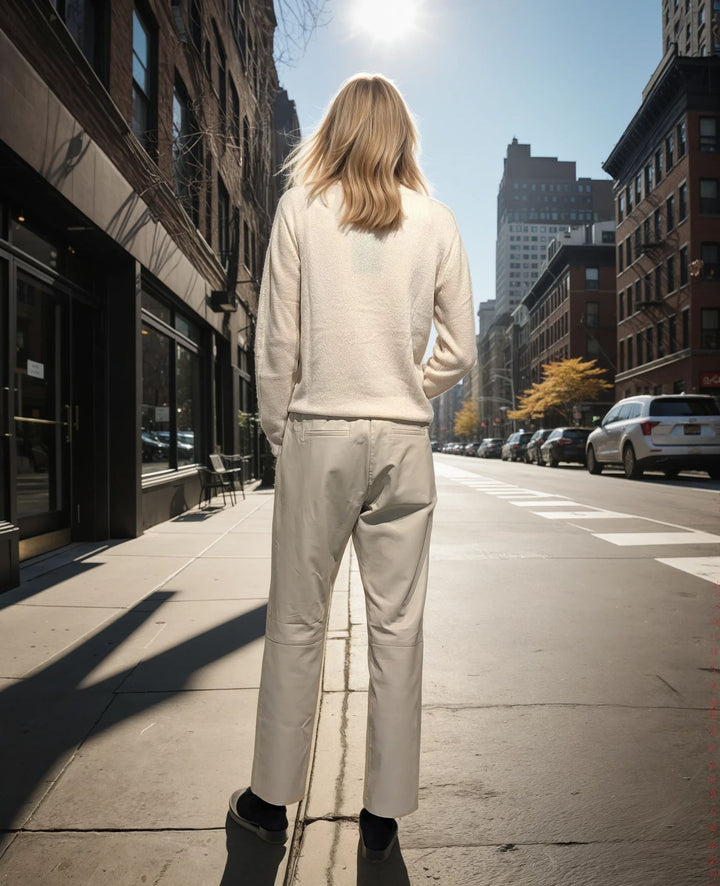 Jeanette Byxor - Lamm Nappa Läder - Dam - Beige