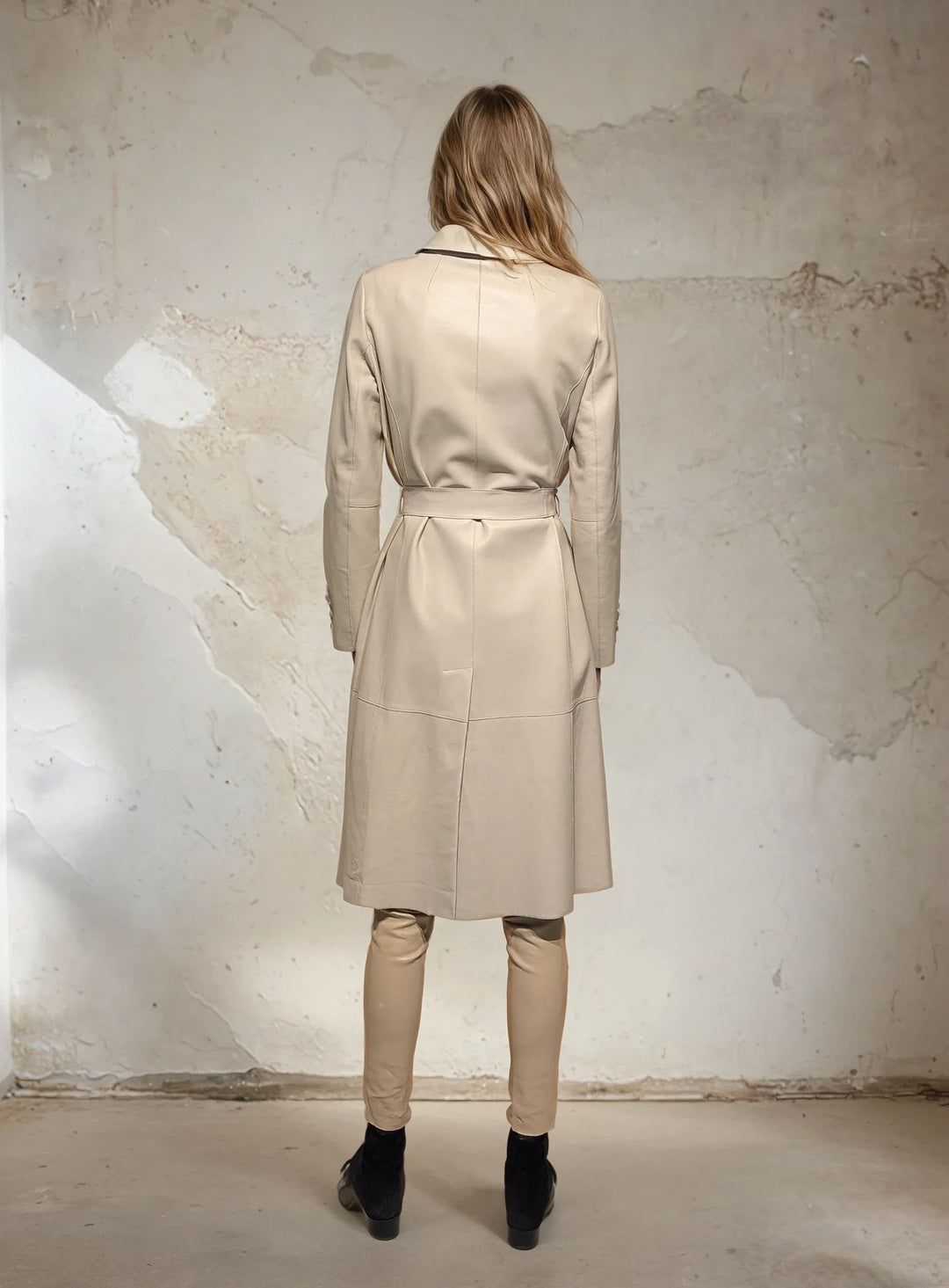 Alvison, 109 cm. - Lammeskind Frakke - Kvinde - Beige 