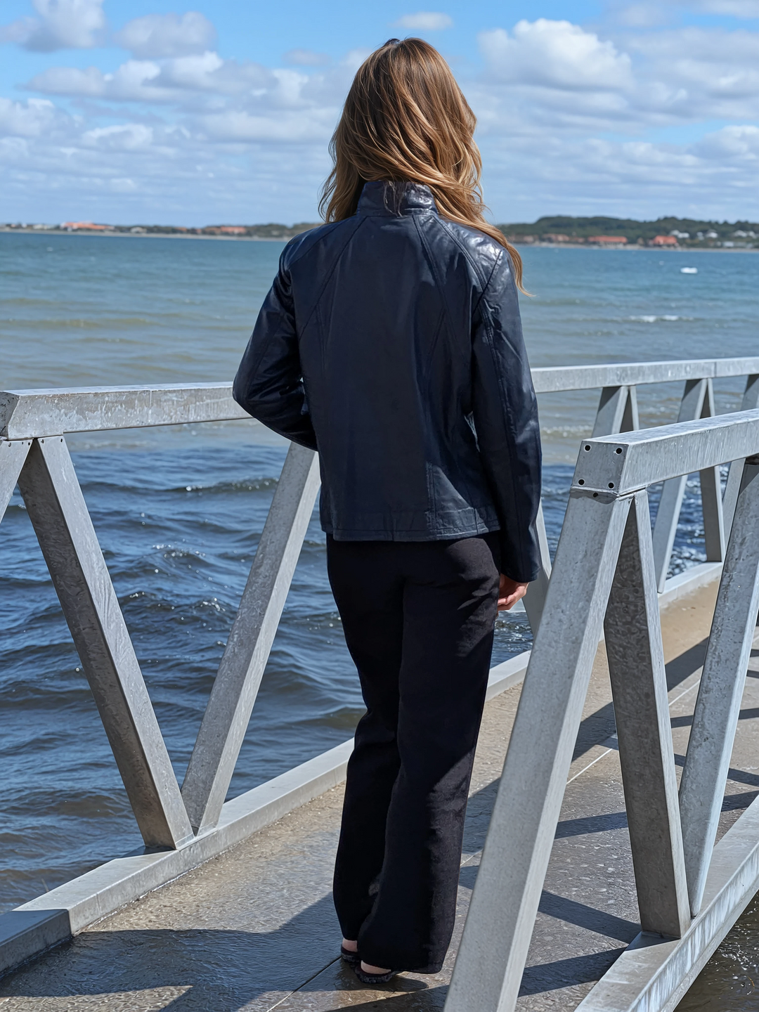 P 14-02 - Comfort - Lammeskind - Læderjakke - Dame - Mørkeblå