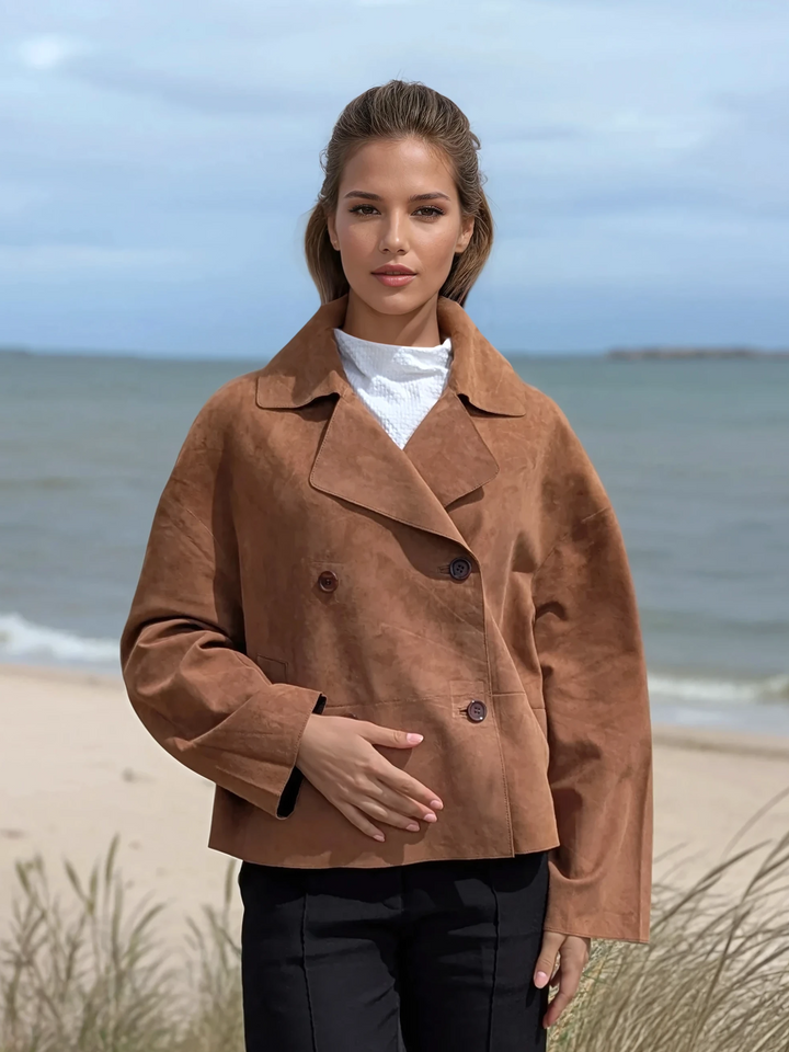 Adrina, 56 cm. - Goat Suede Leather - Women - Cognac