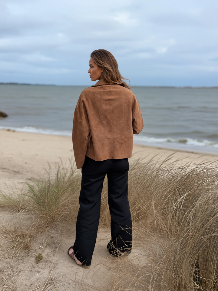 Adrina, 56 cm. - Goat Suede Leather - Women - Cognac