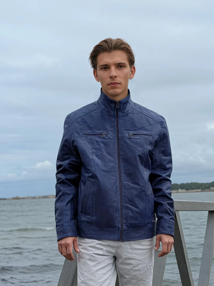 Athir - Lamb Polish Nappa Leather -Man - Cobalt Blue