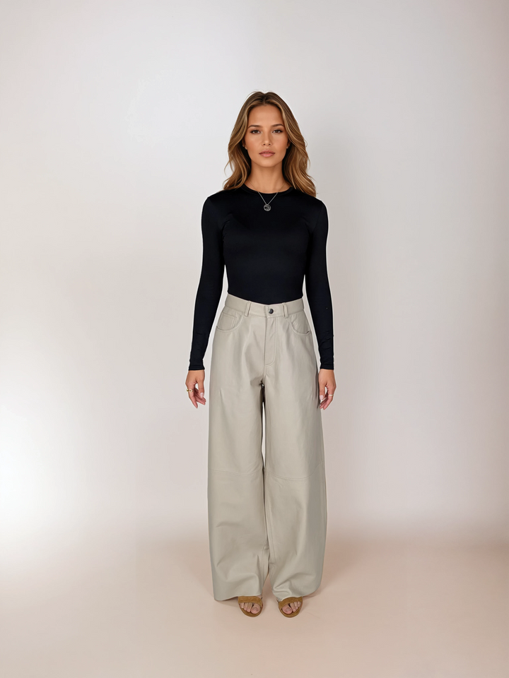 Beth Trousers - Lamb Leather - Women - Ivory
