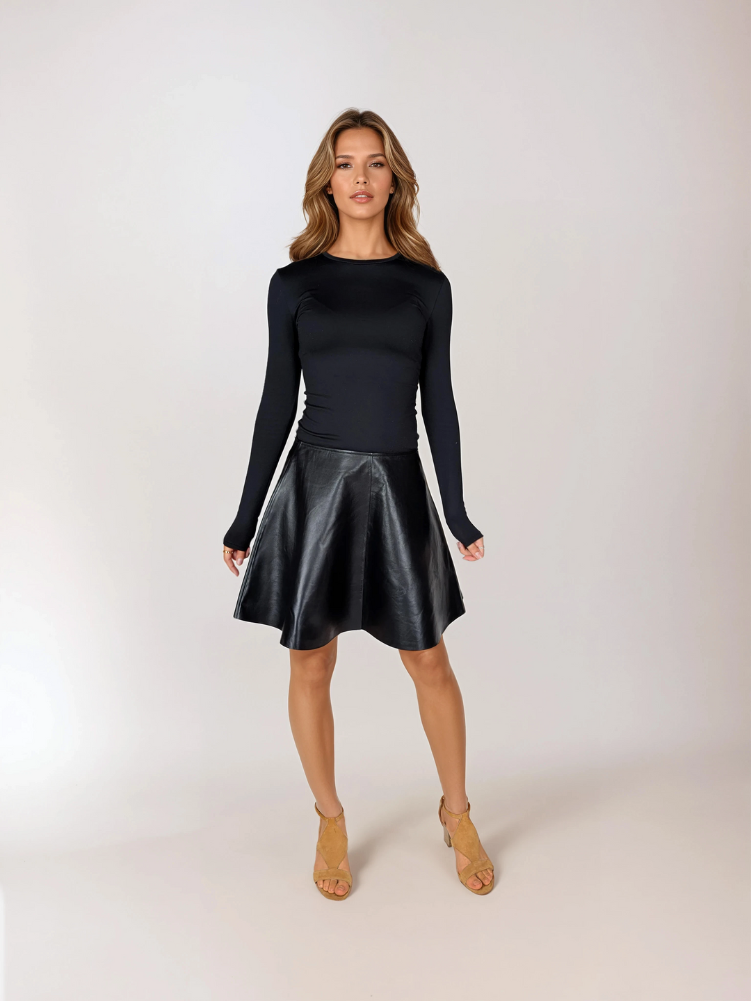 Minnie Kjol - Lammläder - Dam - Svart