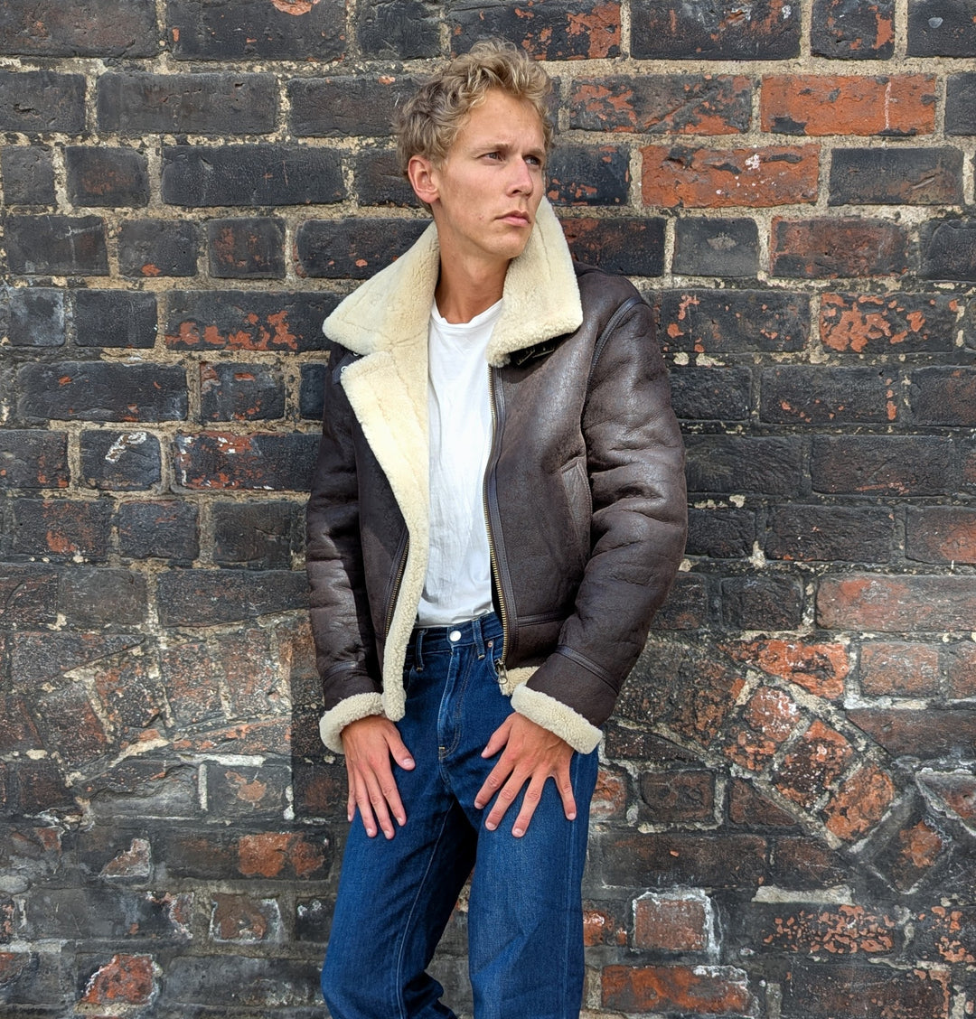 Joost 65 cm. - Aviator Pilot rulamsjakke - Herre - Mørkebrun