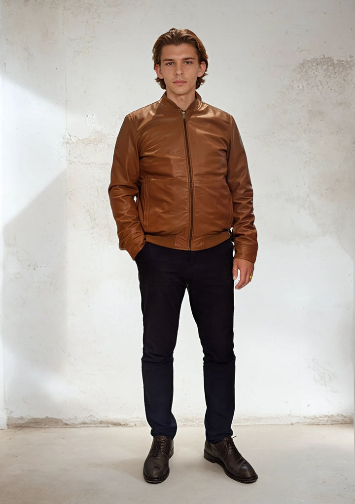 Benn - Lamb Thick Dace Leather -Man - Cognac