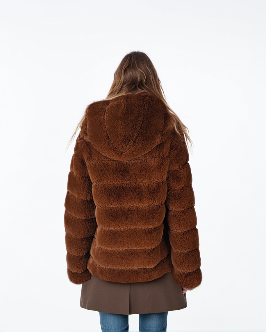 Petrovski, 65 cm. - Hood - 100% faux pels - kvinder - chokolade