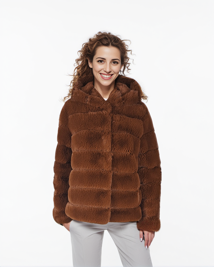 Petrovski, 65 cm. - Hood - 100% faux pels - kvinder - chokolade