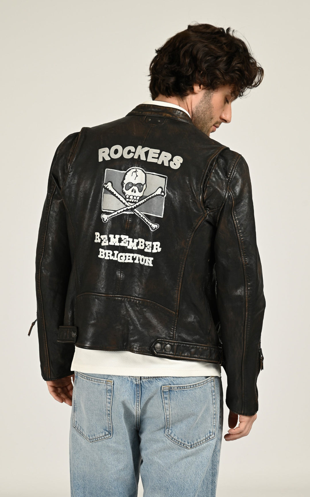 Black Akron Rock Leather Jacket - Men