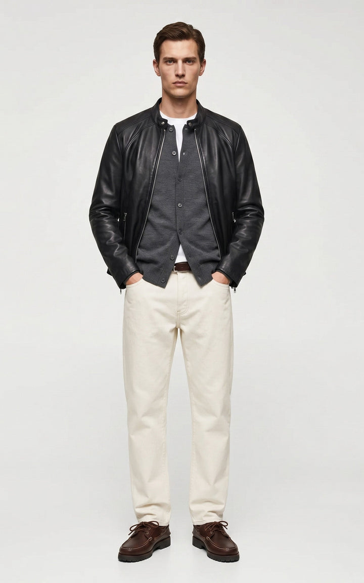 Blouson motard cuir Leni cuir noir