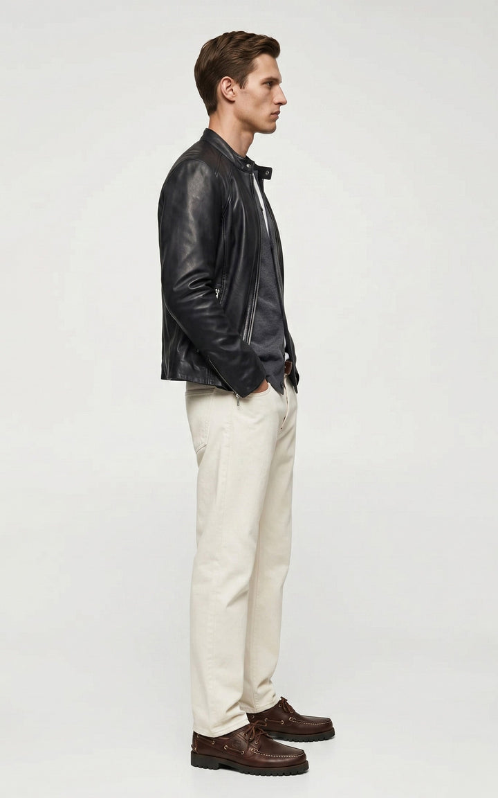 Blouson motard cuir Leni cuir noir