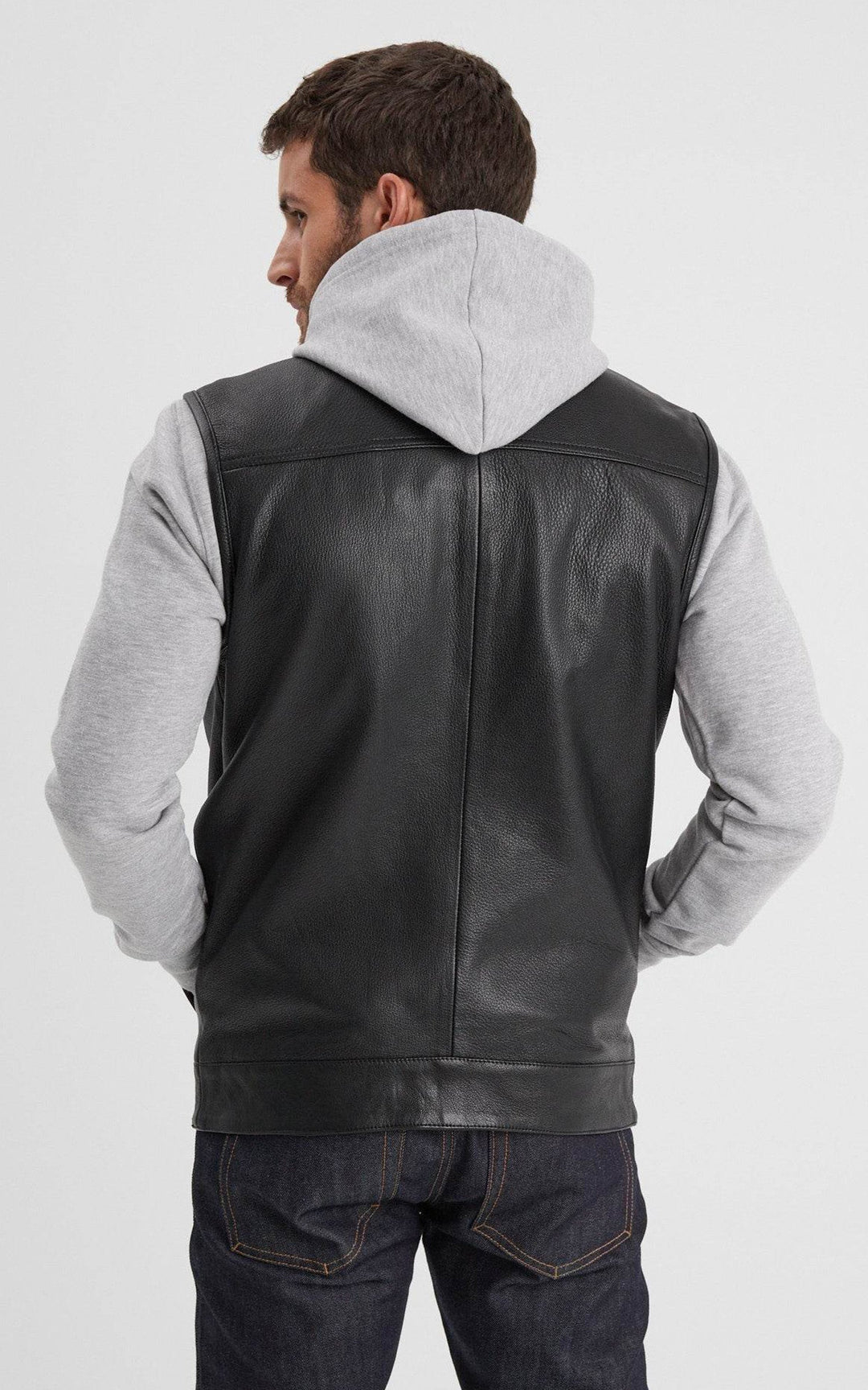 Hot Road Black Leather Biker Vest - Men