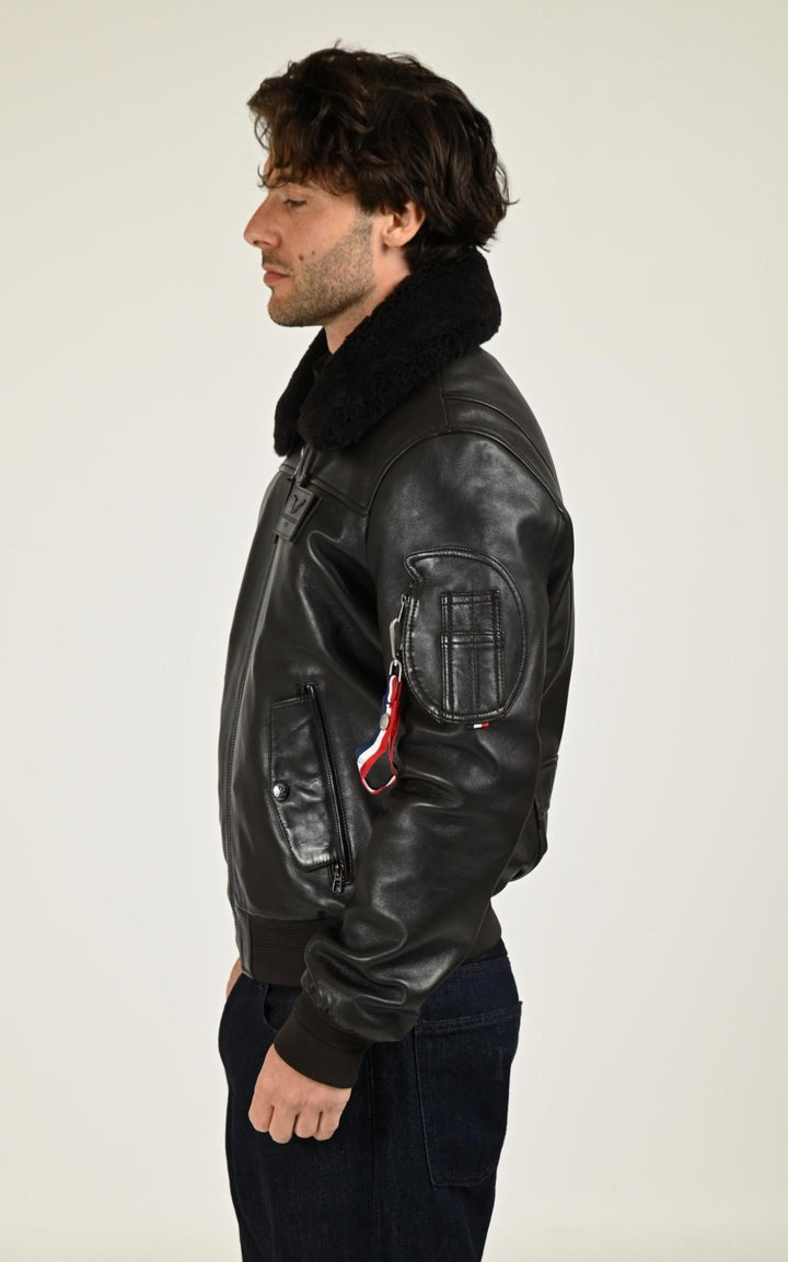 Pilote Cuir Homme Patrouille De France, modèle Rafal de couleur marron