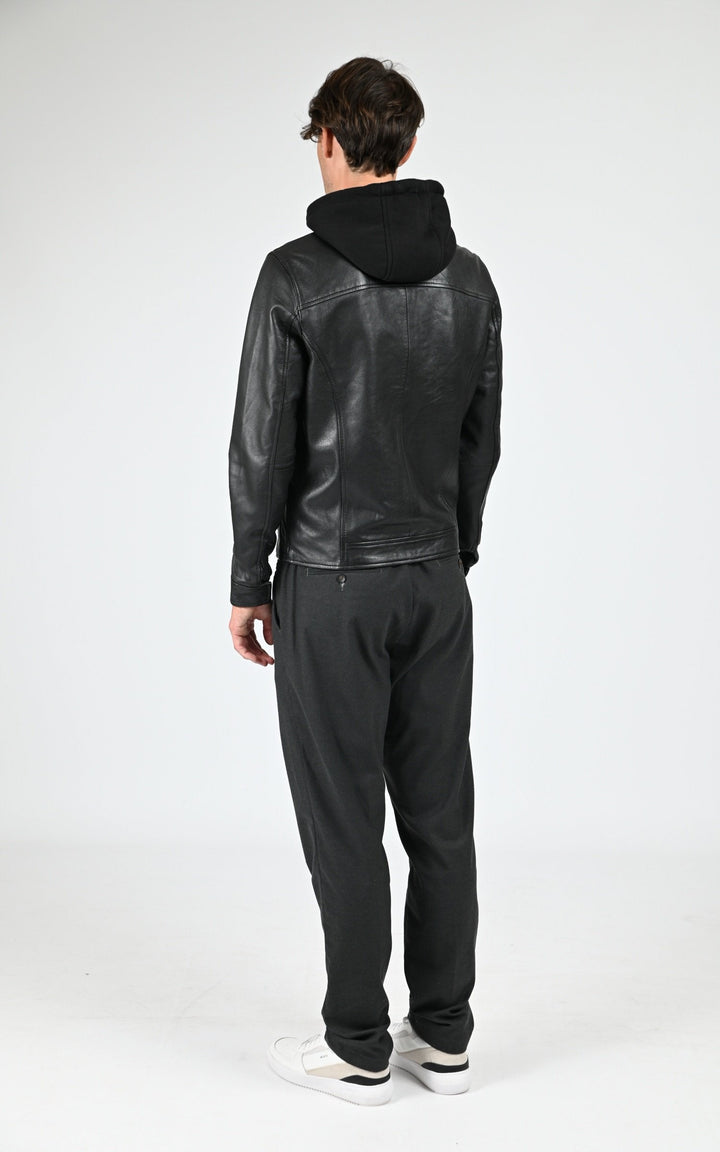 Blouson Cuir Homme Daytona 73, modèle Shafter hood 104441 de couleur black