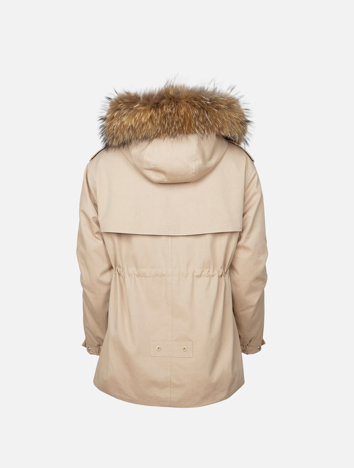 Gigi, 77 cm. - Kapuze - Textiljacke - Damen - Beige