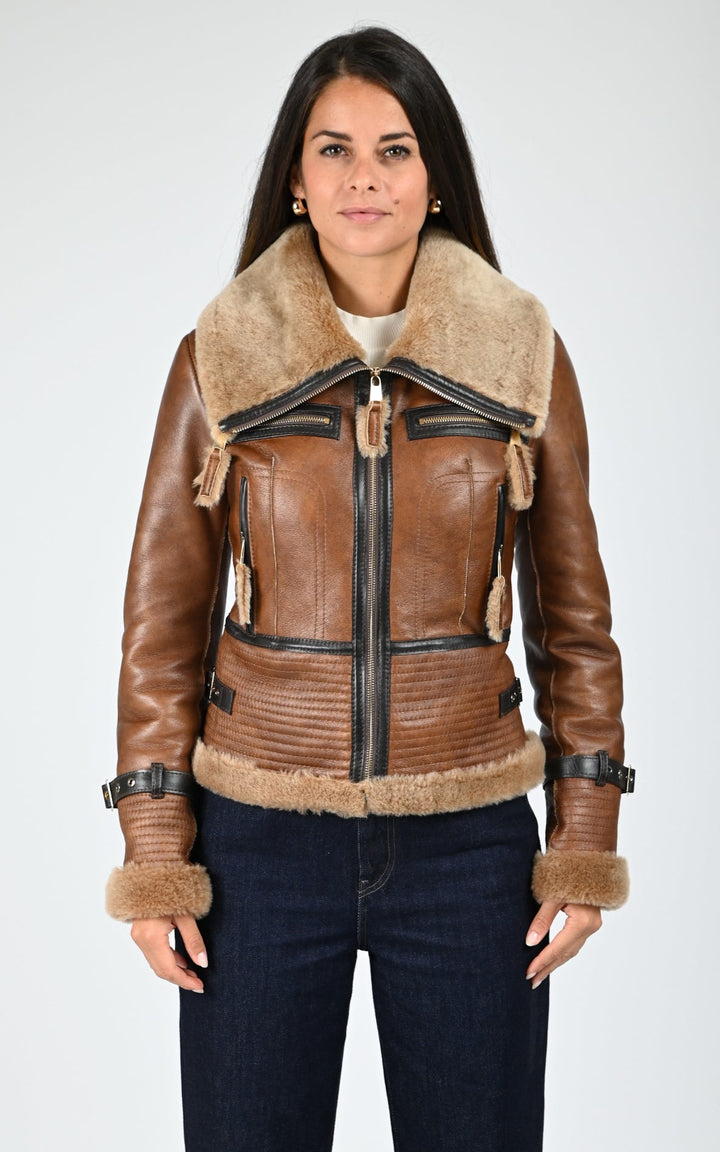 Brown Zion Lambskin Shearling Jacket - Women