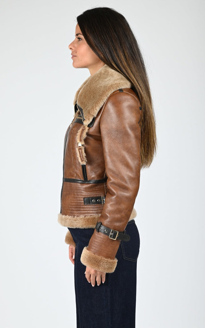 Brown Zion Lambskin Shearling Jacket - Women