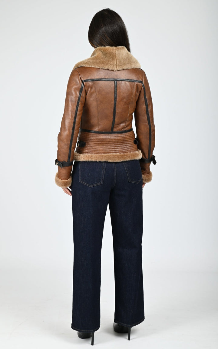 Brown Zion Lambskin Shearling Jacket - Women