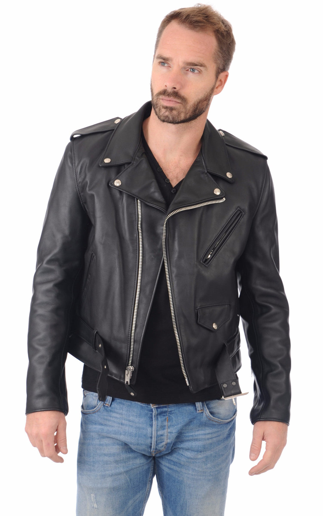 A "618" Noir Schott Perfecto Homme opened photo