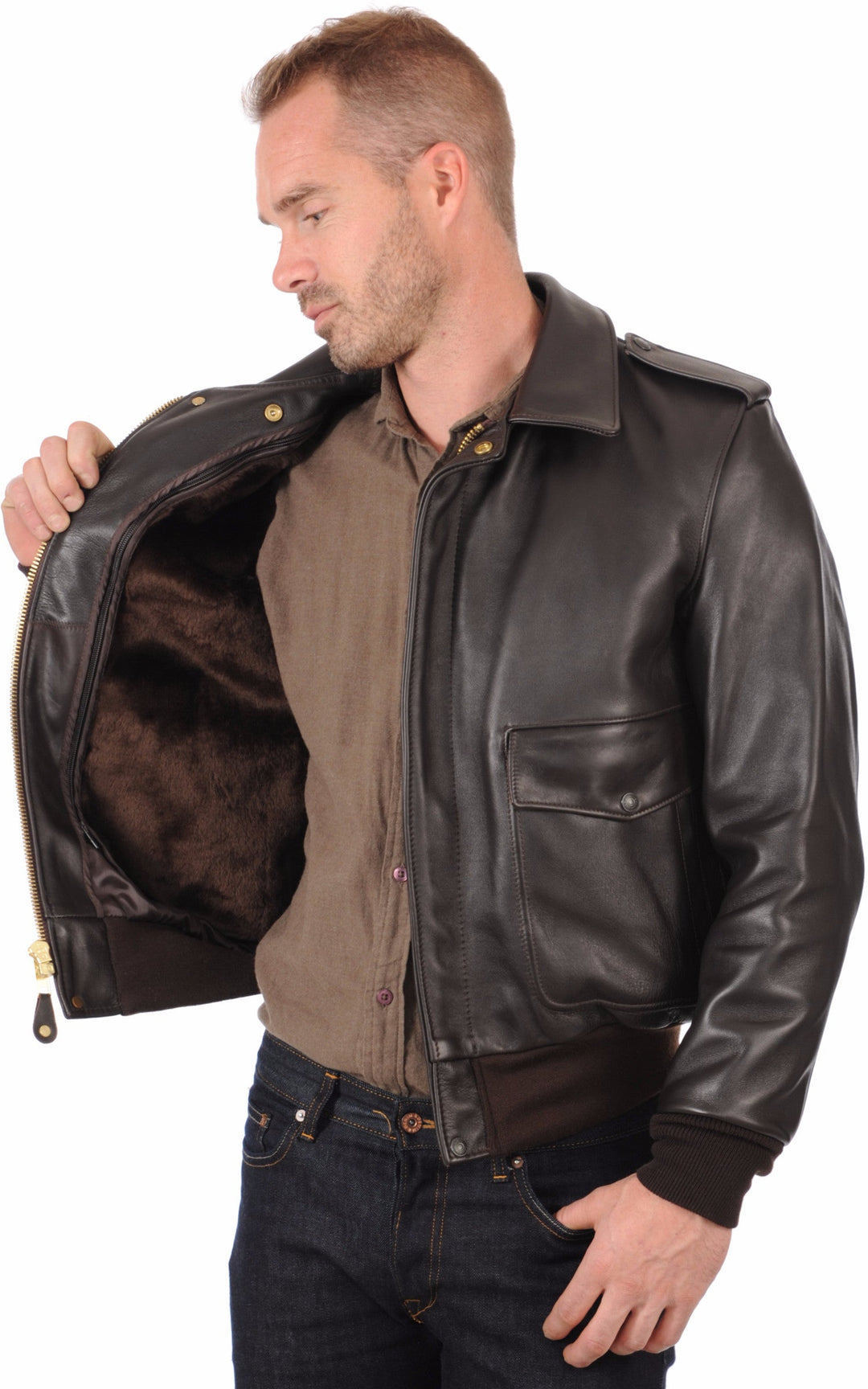 A "184SM" Marron Schott Blouson Homme interior photo