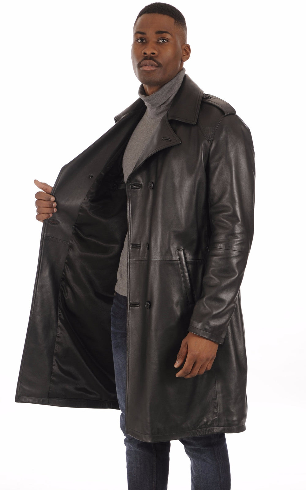 A "GEORGE BIS" Noir La Canadienne Manteau Homme interior photo
