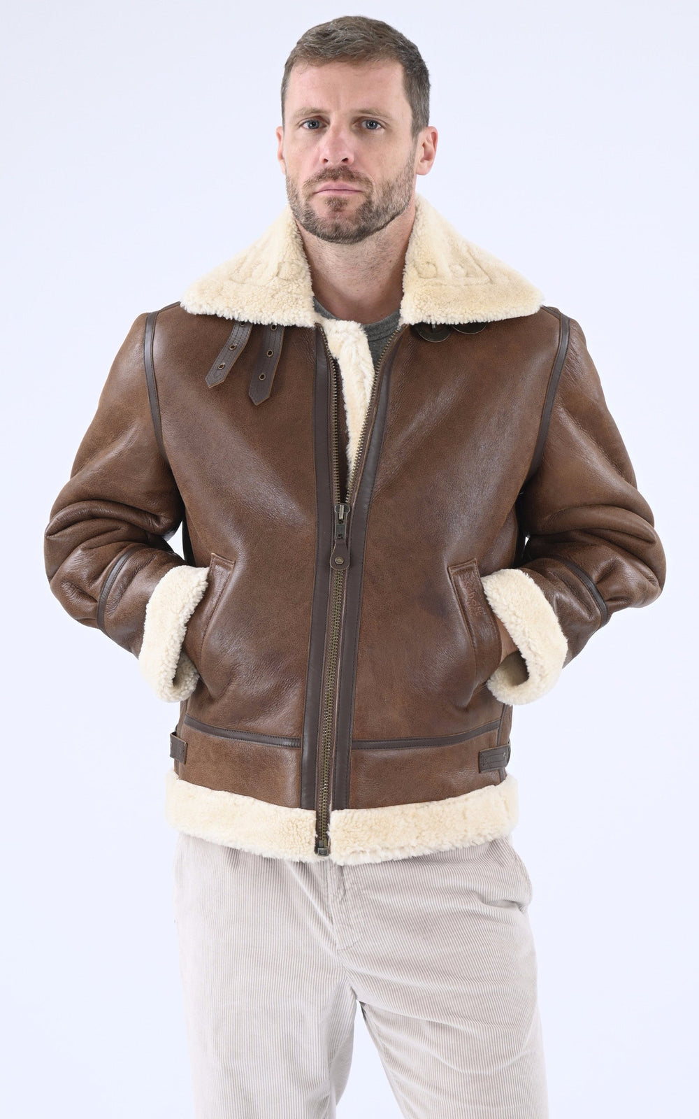 A "LC1259" Mocca Schott Bombardier Homme closed photo