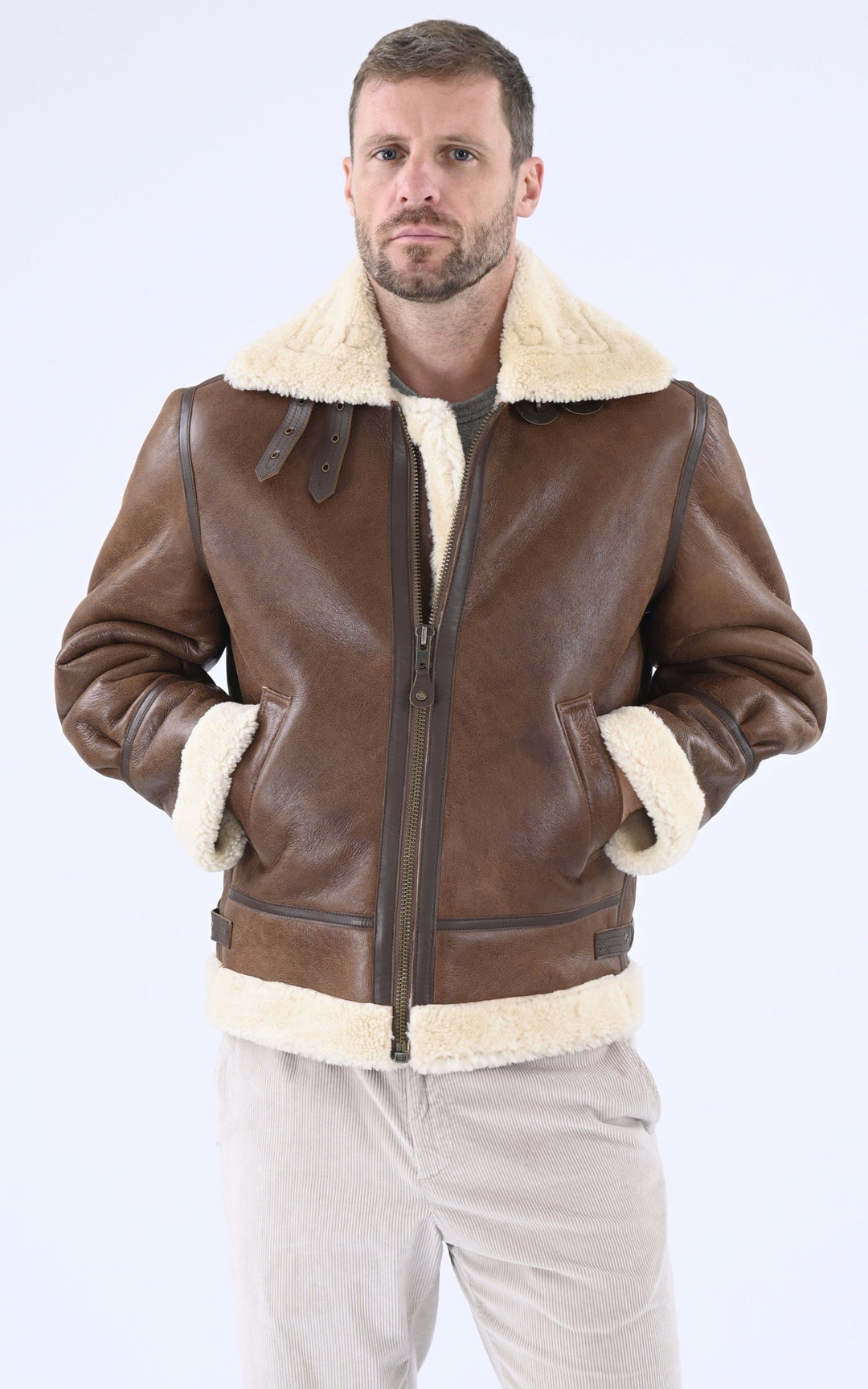 A "LC1259" Mocca Schott Bombardier Homme closed photo