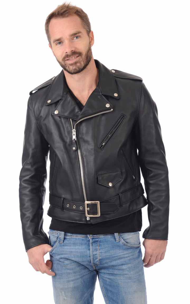 A "618" Noir Schott Perfecto Homme closed photo
