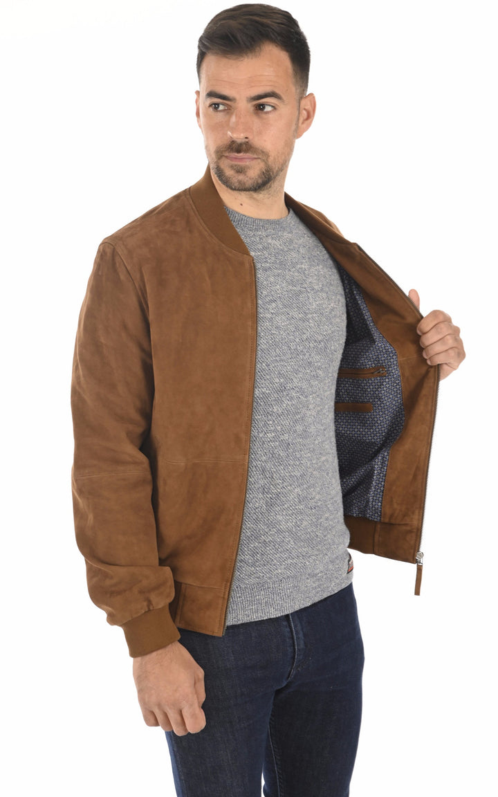 A "NEW MARIO" Cognac Serge Pariente Blouson Homme interior photo