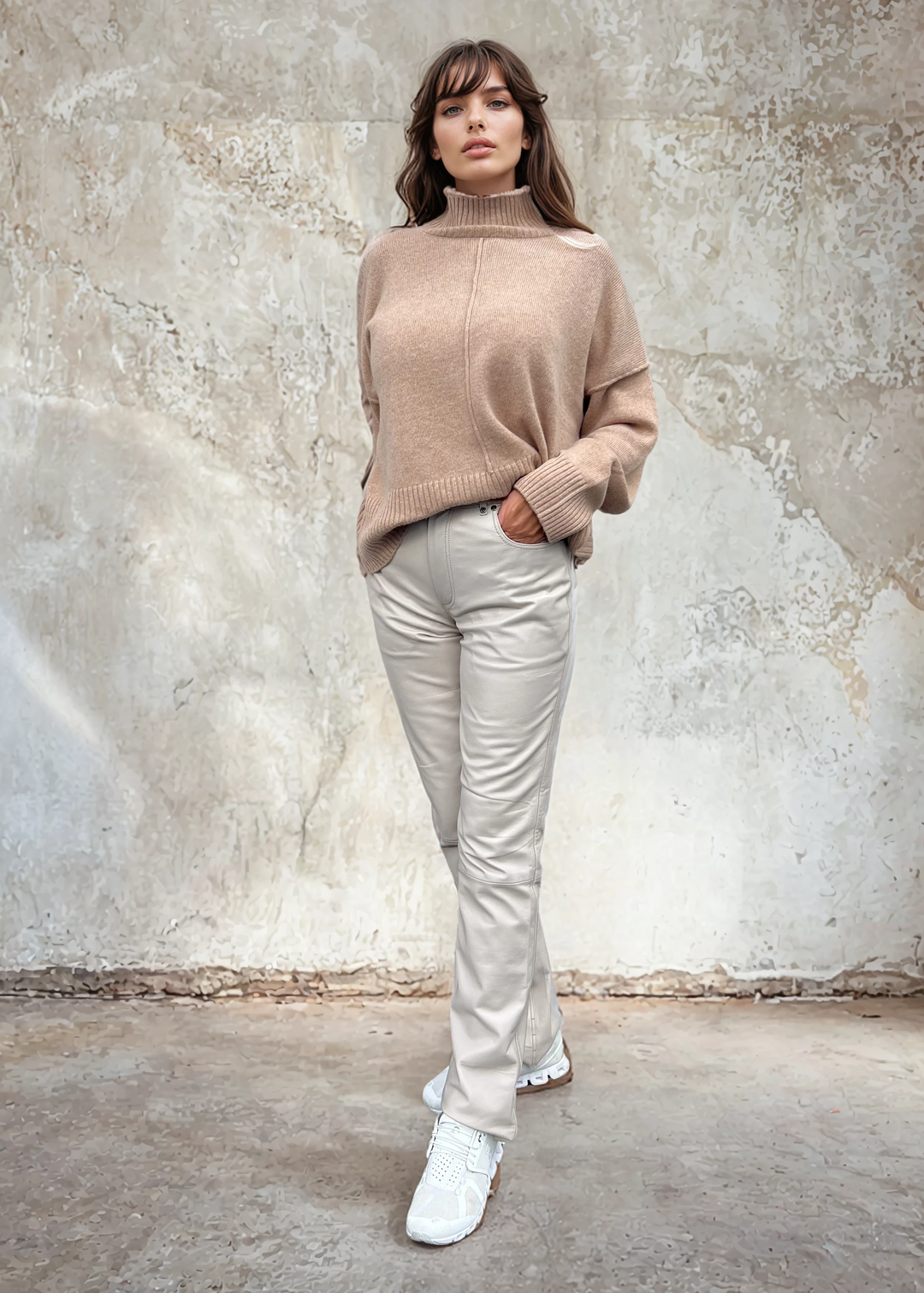 Envi-Hose – Lamm-Stretch-Leder – Damen – Beige