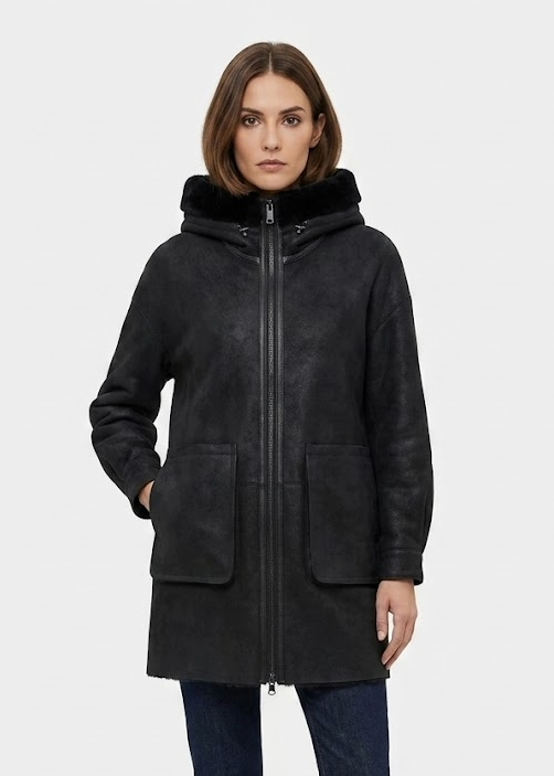 Gavina, 84 cm. - Hette - Nappa Lamb - Dame - Svart