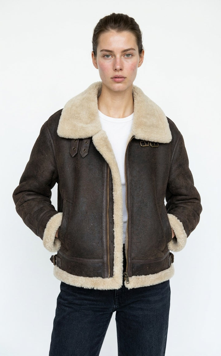 Javote, 60 cm. - Nappa Lamb Crack Washed -Damer - Mørkebrun