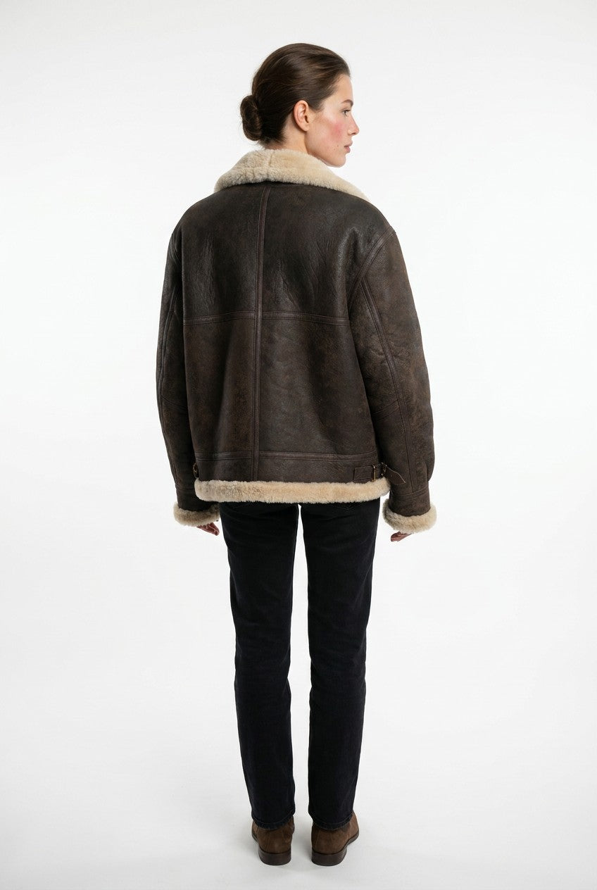 Javote, 60 cm. - Nappa Lamb Crack Washed -Damer - Mørkebrun