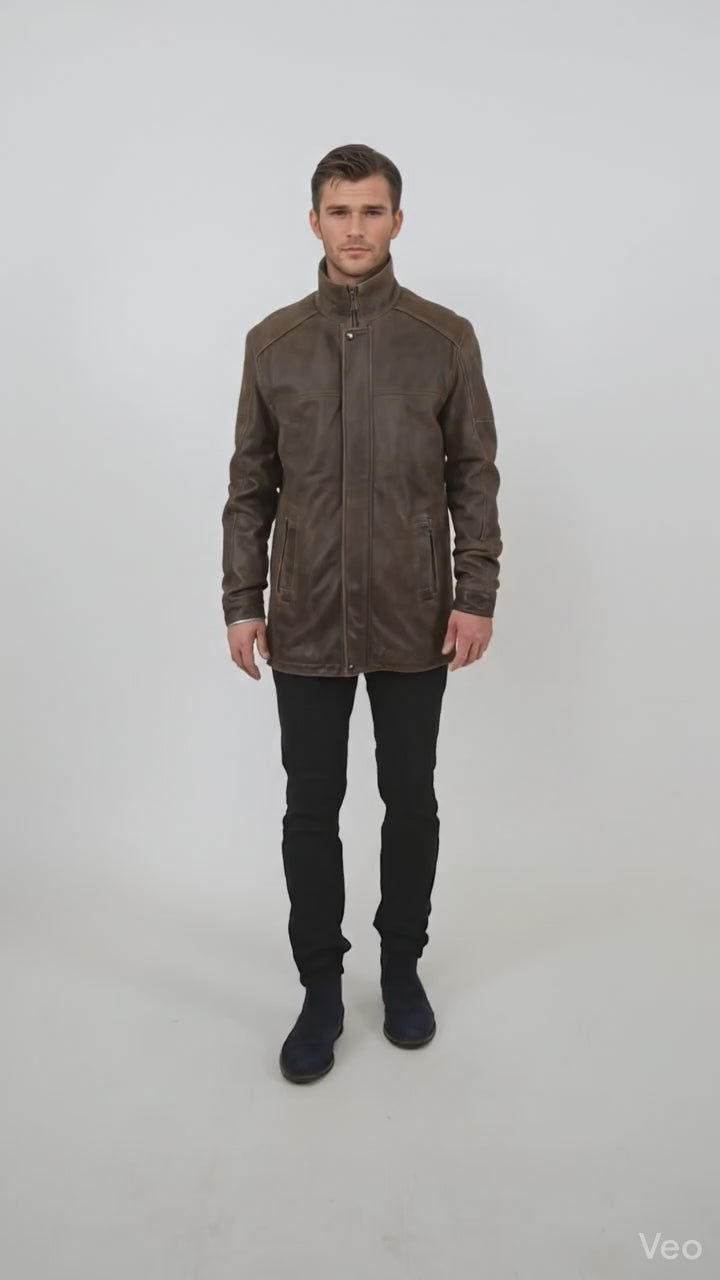 Winter Gomez, 80 cm. - Goat Rubbed Off Leather - Man - Black