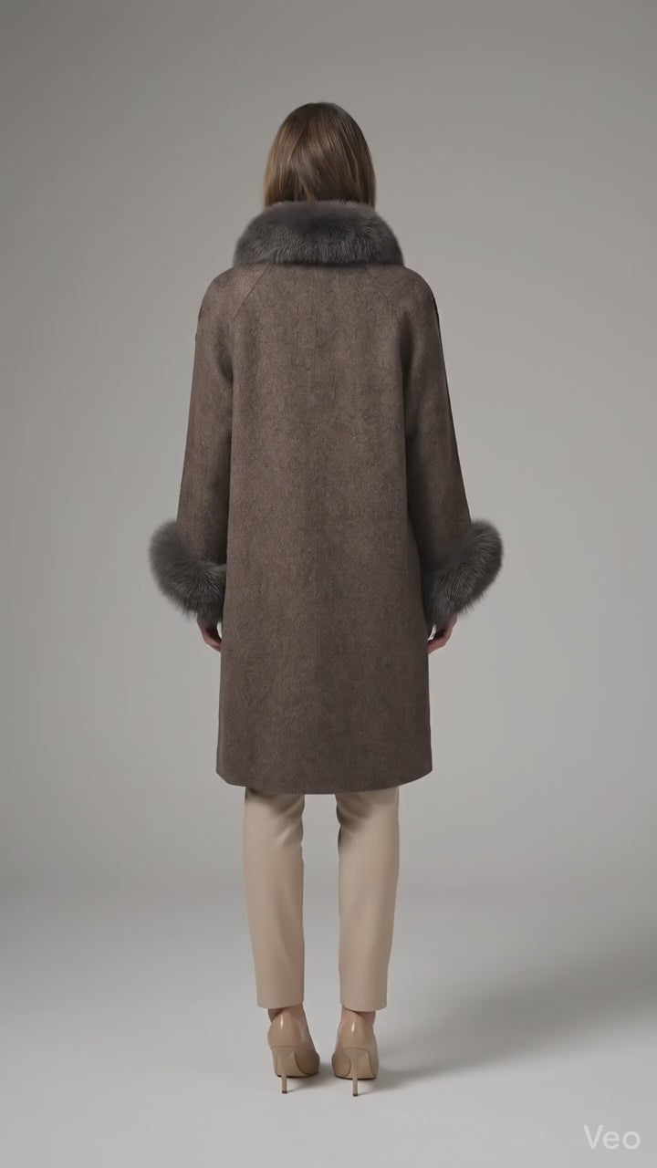 Jilibi, 95 cm. Krage - 100% Ull - Dam - Brun