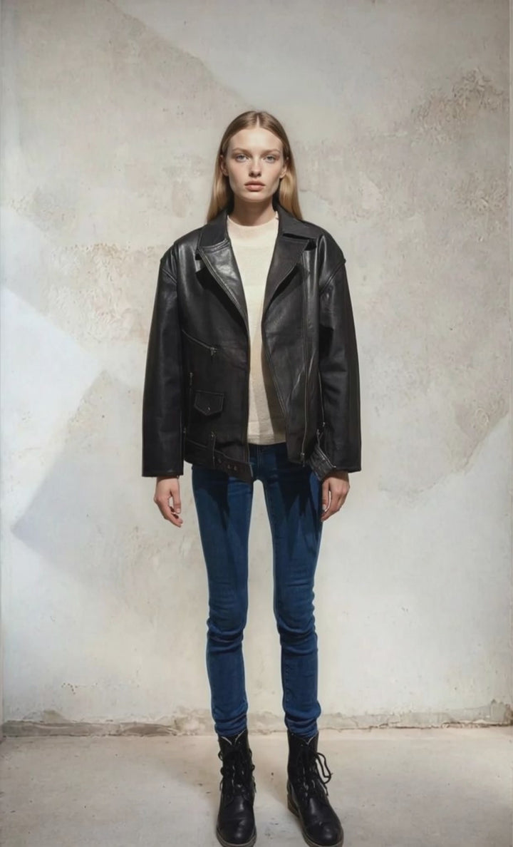 Illy, 62 cm. - Get gnuggat av läder - Dam - Svart