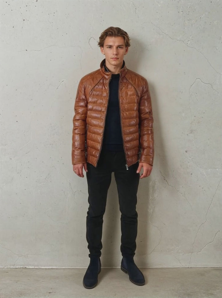 Freddy, 65 cm. - Lamb Leather - Man - Cognac