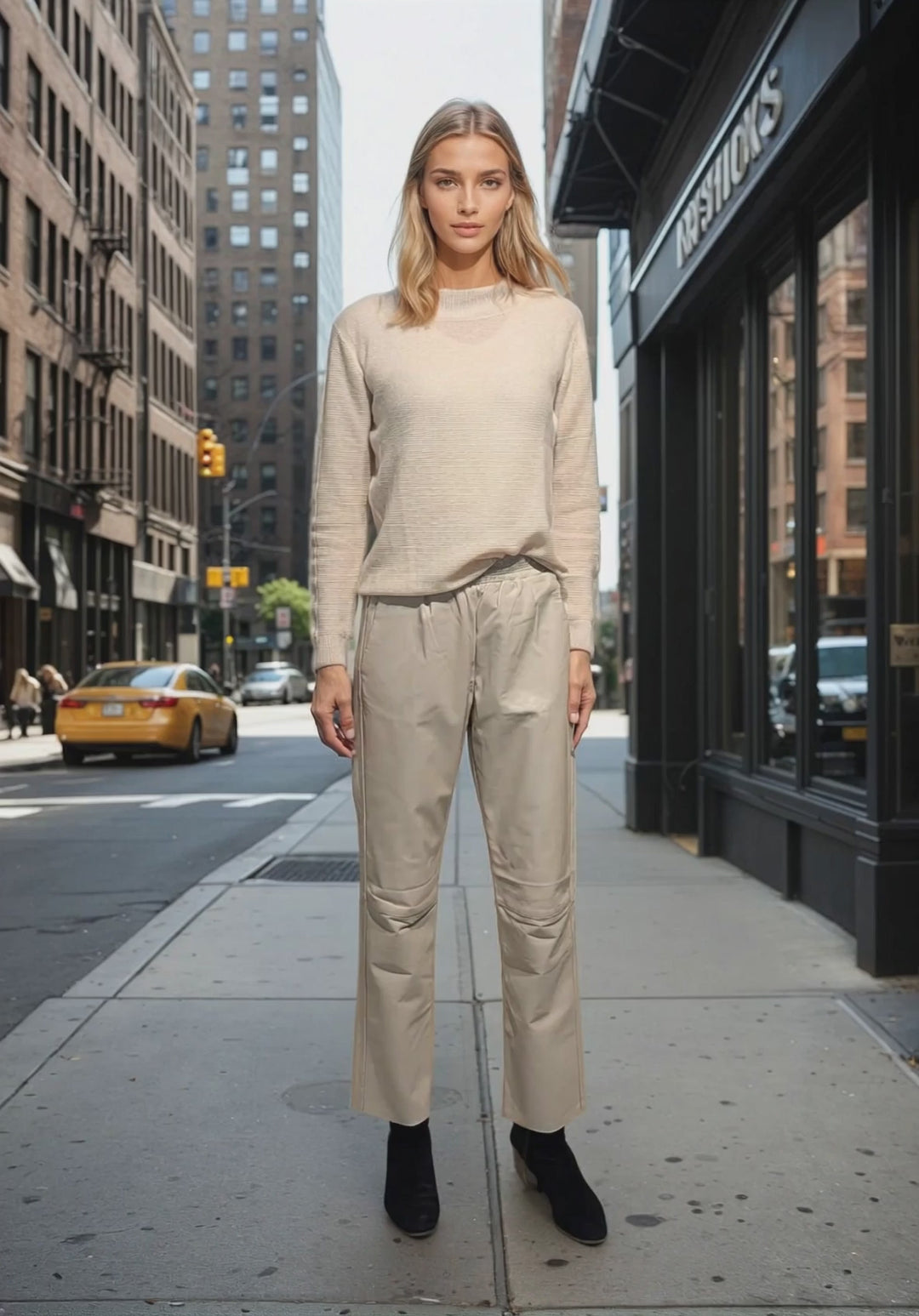 Jeanette Byxor - Lamm Nappa Läder - Dam - Beige