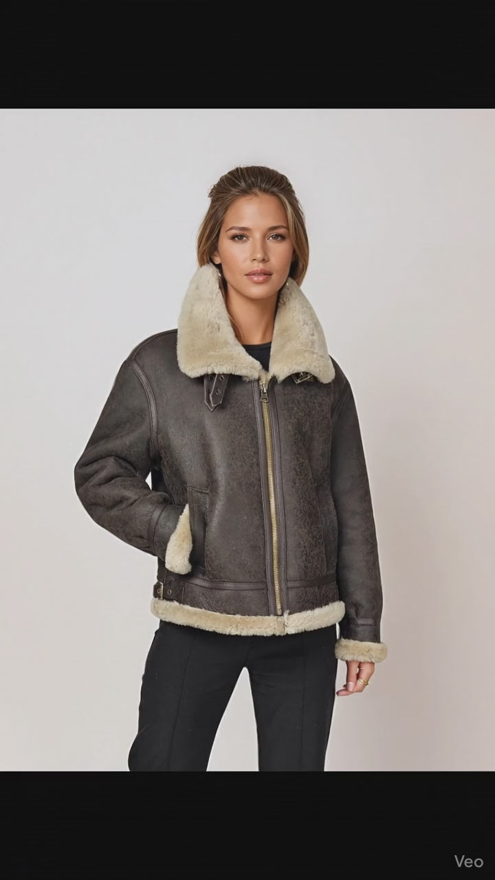 Javote, 60 cm. - Nappa Lamb Crack Washed -Damer - Mørkebrun