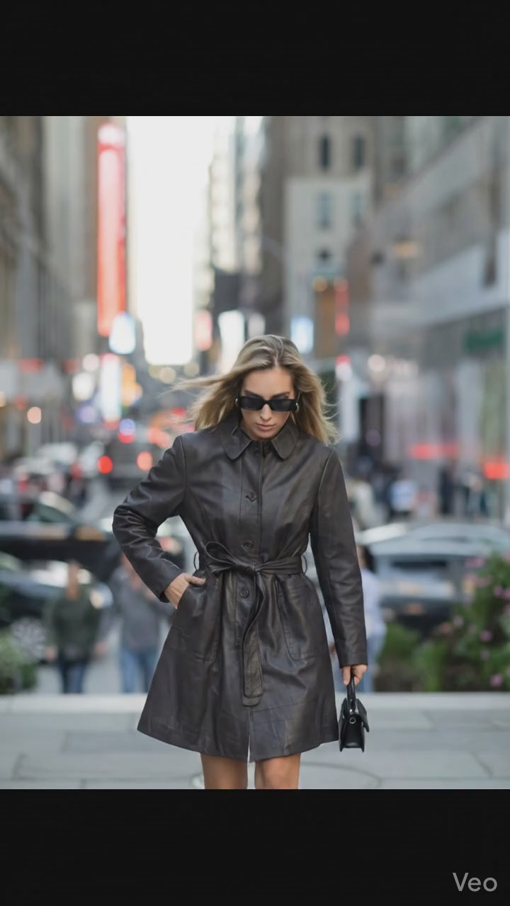 Alice, 92 cm. - Lamb Thick Dace Läder -Dam - Mörkbrun