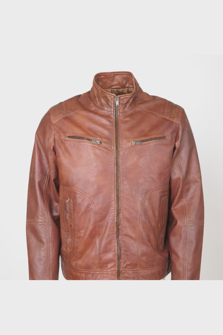 Lopaz, 67 cm. - Lamb Polish Nappa Leather -Man - Cognac