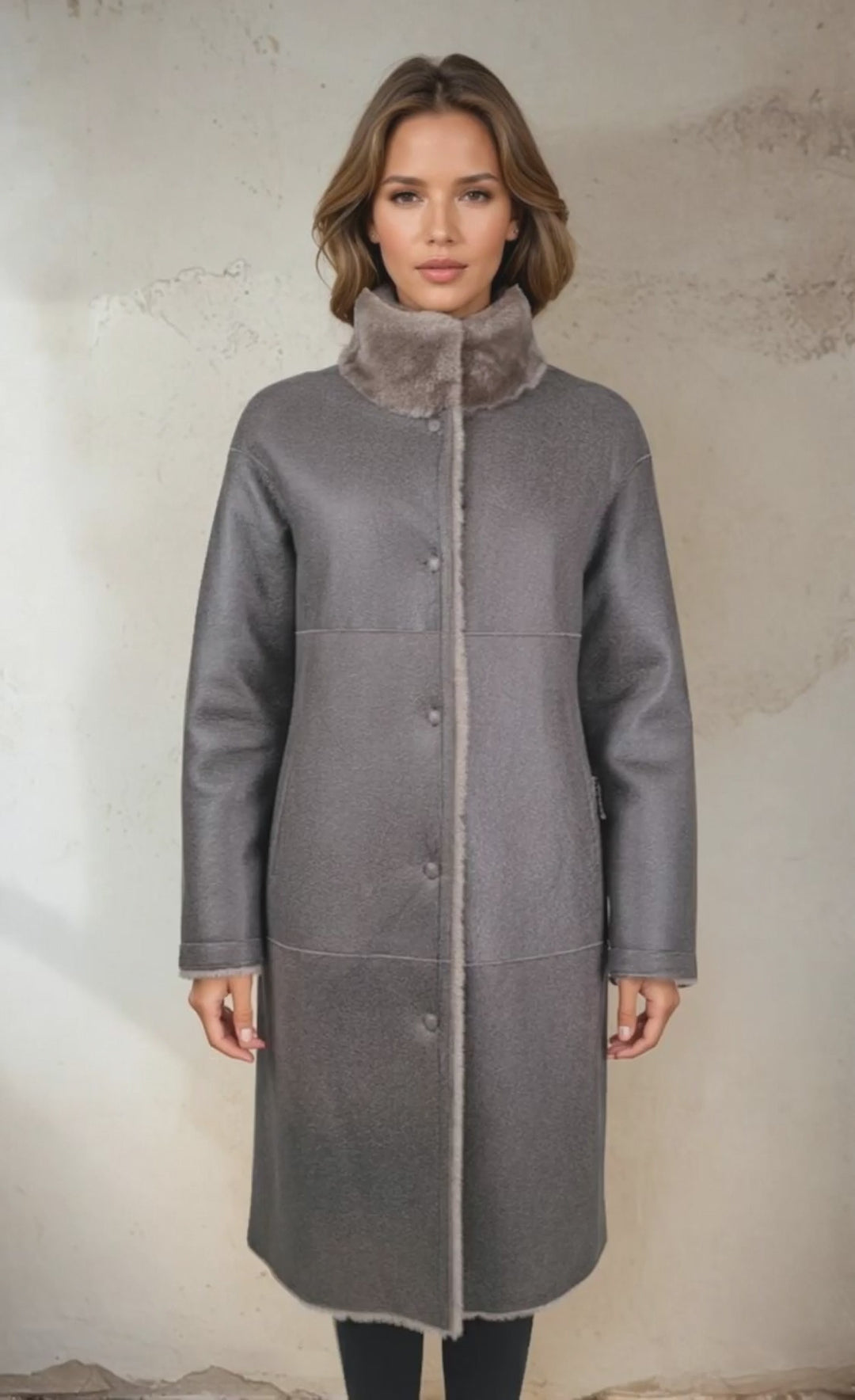 Giorgiana, 95 cm. - Krave - Nappa Lamb Crack Washed -Damer - Brun