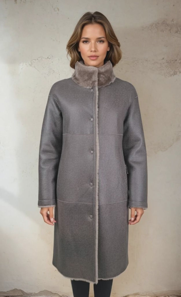 Giorgiana, 95 cm. - Krave - Nappa Lamb Crack Washed -Damer - Brun